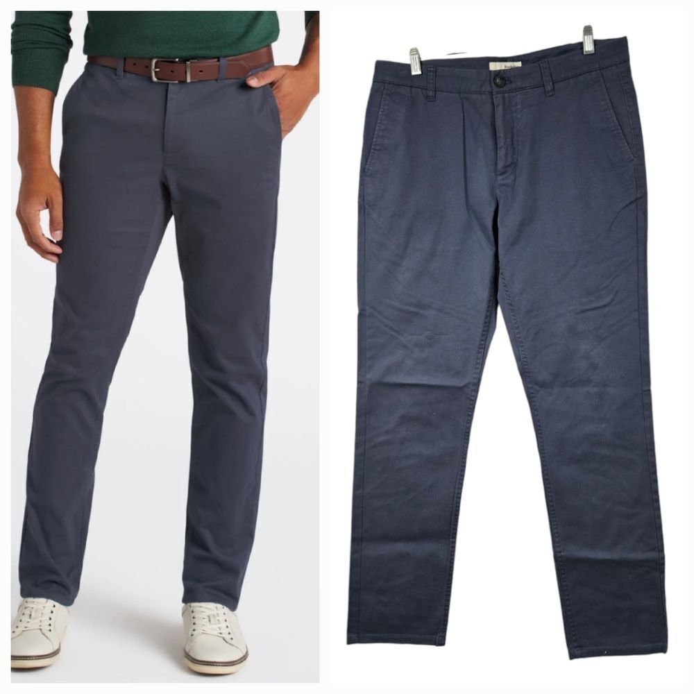 Hawker Rye Men's 32x32 Essential Wash Stretch Slim Fit Chino Work Uniform Blue